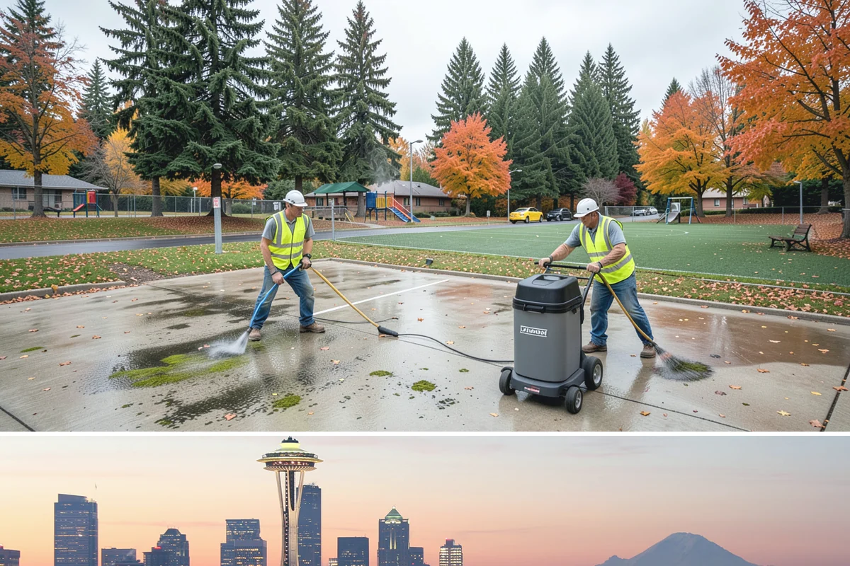 Court Line Striping in Seattle, King County, WA - Dry, mild conditions from late spring to early fall allow line paint to set and cure without moisture defects.