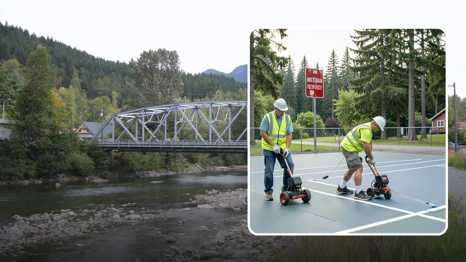 Court Line Striping in Skykomish, King County, WA - Precision line striping that lays out regulation play boundaries on public tennis, basketball, and multi-use courts.