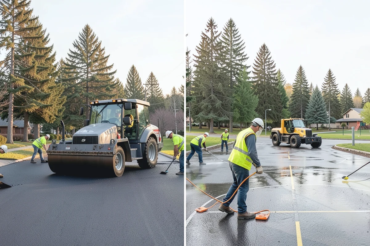 Court Net Post Installation in Bonney Lake, Pierce County, WA - Locate and core post positions on the slab