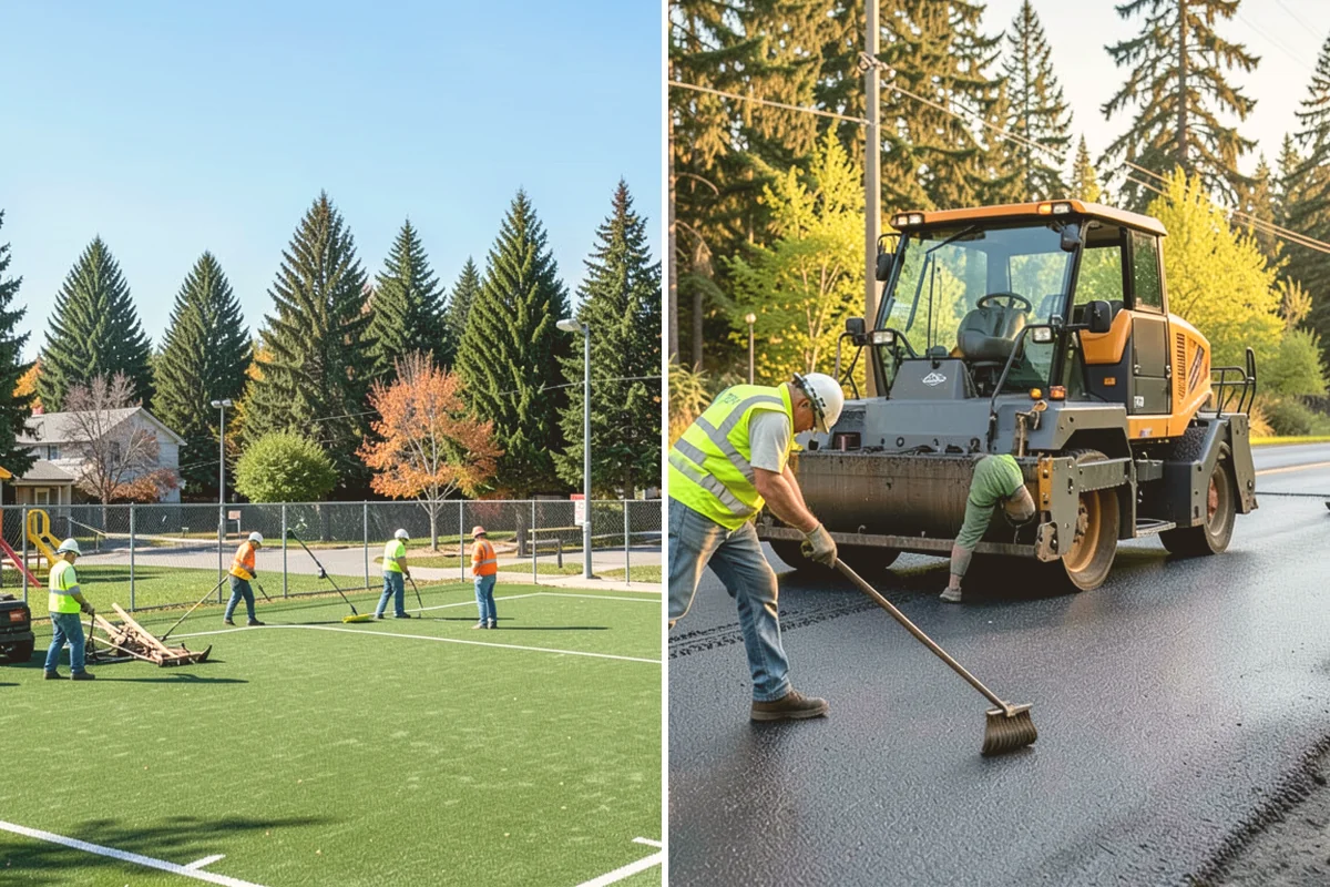 Court Net Post Installation in Brier, Snohomish County, WA - Locate and core post positions on the slab