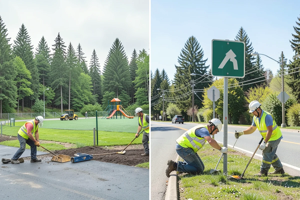 Court Net Post Installation in Carnation, King County, WA - Locate and core post positions on the slab
