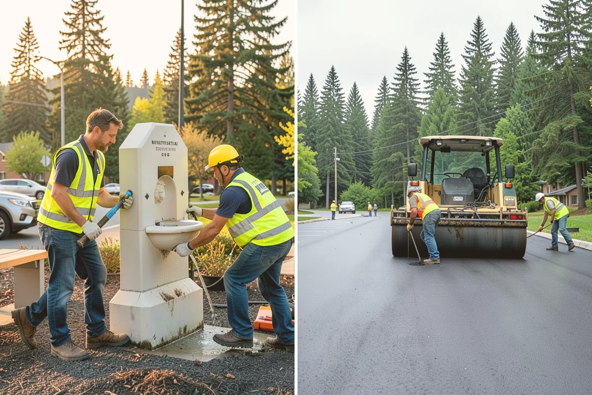 Court Net Post Installation in Fife, Pierce County, WA - Locate and core post positions on the slab