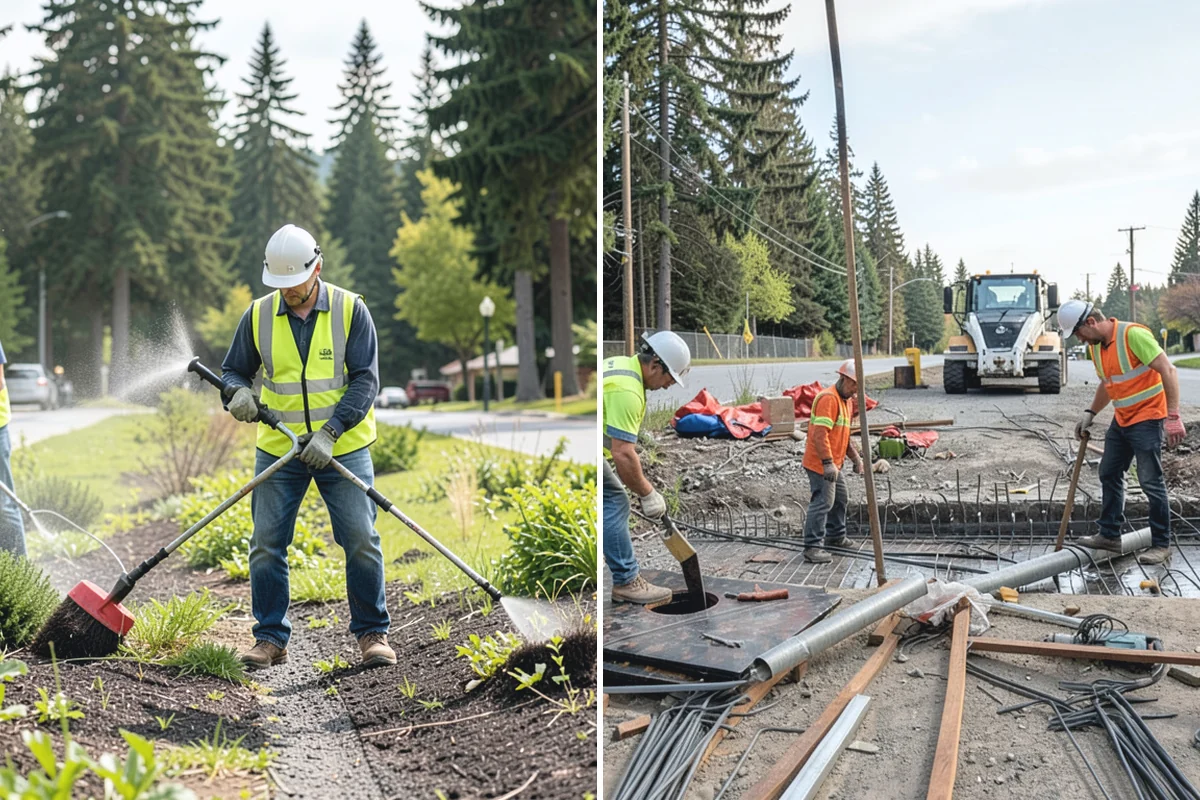 Court Net Post Installation in Marysville, Snohomish County, WA - Locate and core post positions on the slab