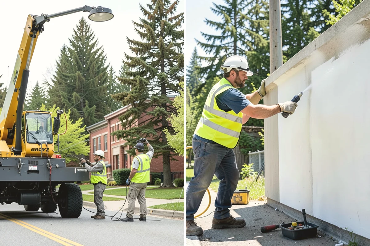 Court Net Post Installation in Mill Creek, Snohomish County, WA - Locate and core post positions on the slab
