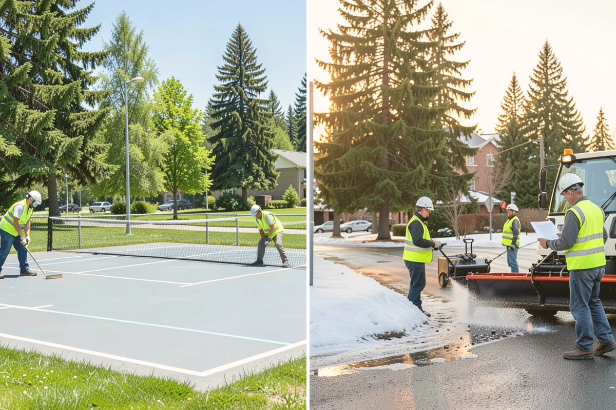 Court Net Post Installation in Sammamish, King County, WA - Locate and core post positions on the slab