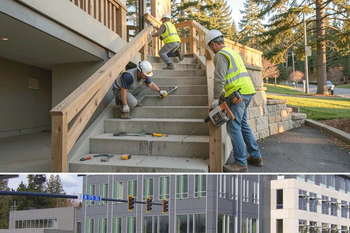 Court Net Post Installation in Shoreline, King County, WA - Installation can proceed year-round, though dry conditions speed grout curing around new sleeves.