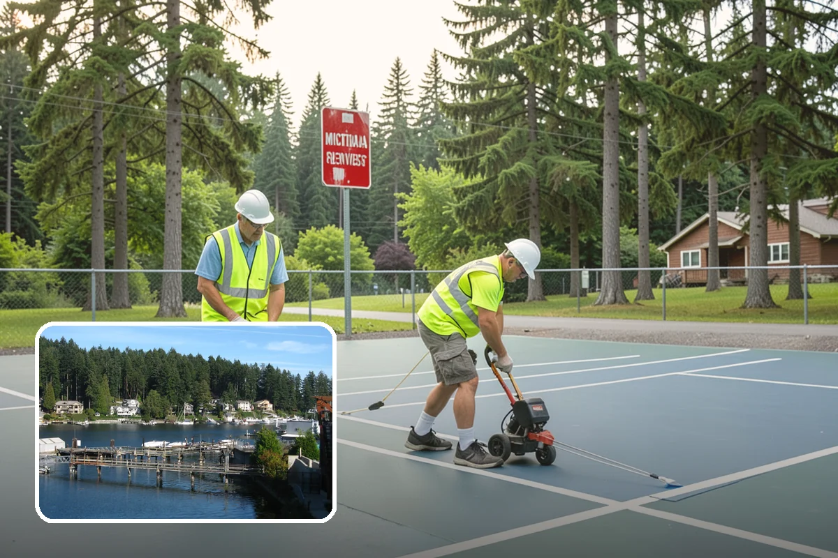 Court Resurfacing in Gig Harbor, Pierce County, WA - Removes trip hazards and restores true ball bounce