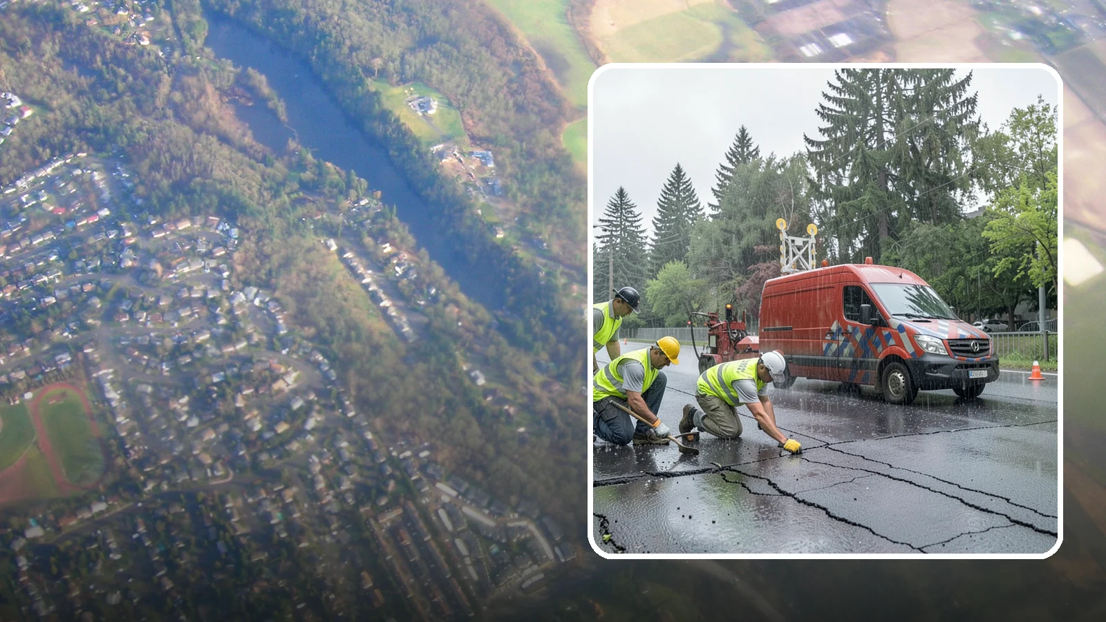 Crack Sealing in Algona, King County, WA - Timely crack sealing blocks water intrusion and extends the service life of public asphalt.