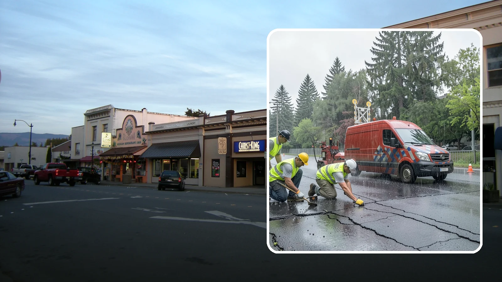 Crack Sealing in Burlington, Skagit County, WA - Timely crack sealing blocks water intrusion and extends the service life of public asphalt.