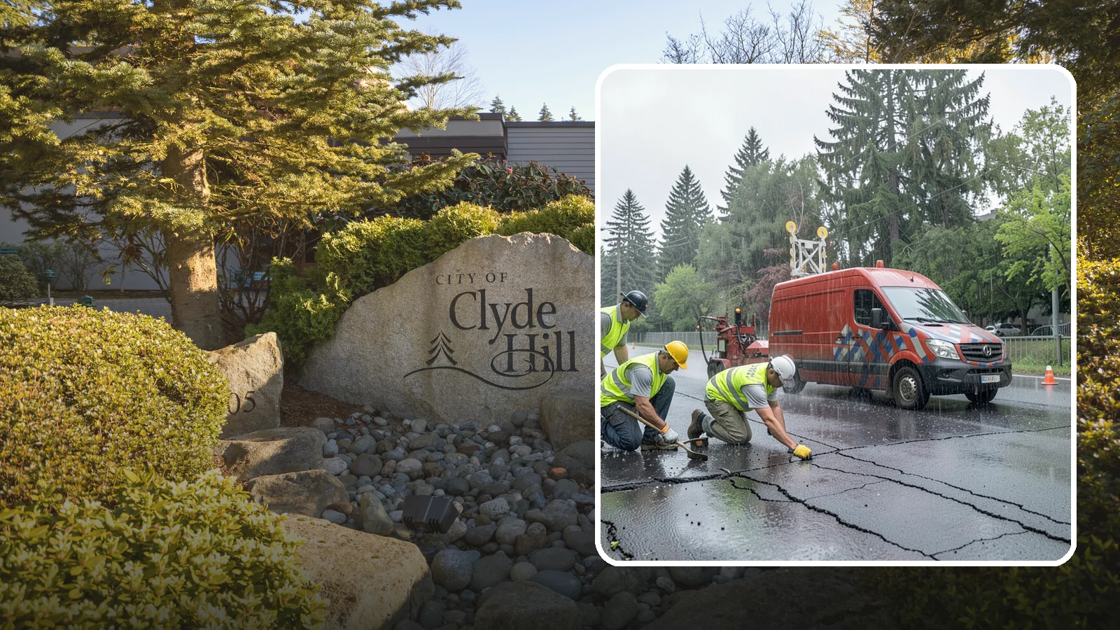Crack Sealing in Clyde Hill, King County, WA - Timely crack sealing blocks water intrusion and extends the service life of public asphalt.