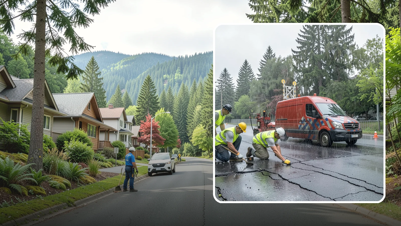 Crack Sealing in Darrington, Snohomish County, WA - Timely crack sealing blocks water intrusion and extends the service life of public asphalt.