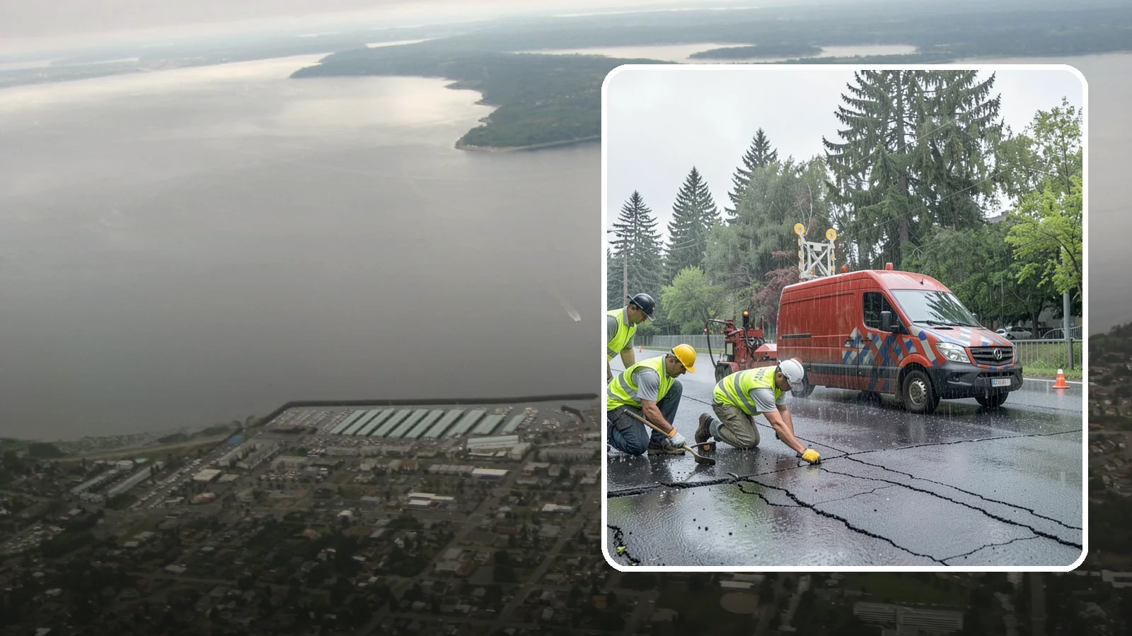 Crack Sealing in Des Moines, King County, WA - Timely crack sealing blocks water intrusion and extends the service life of public asphalt.