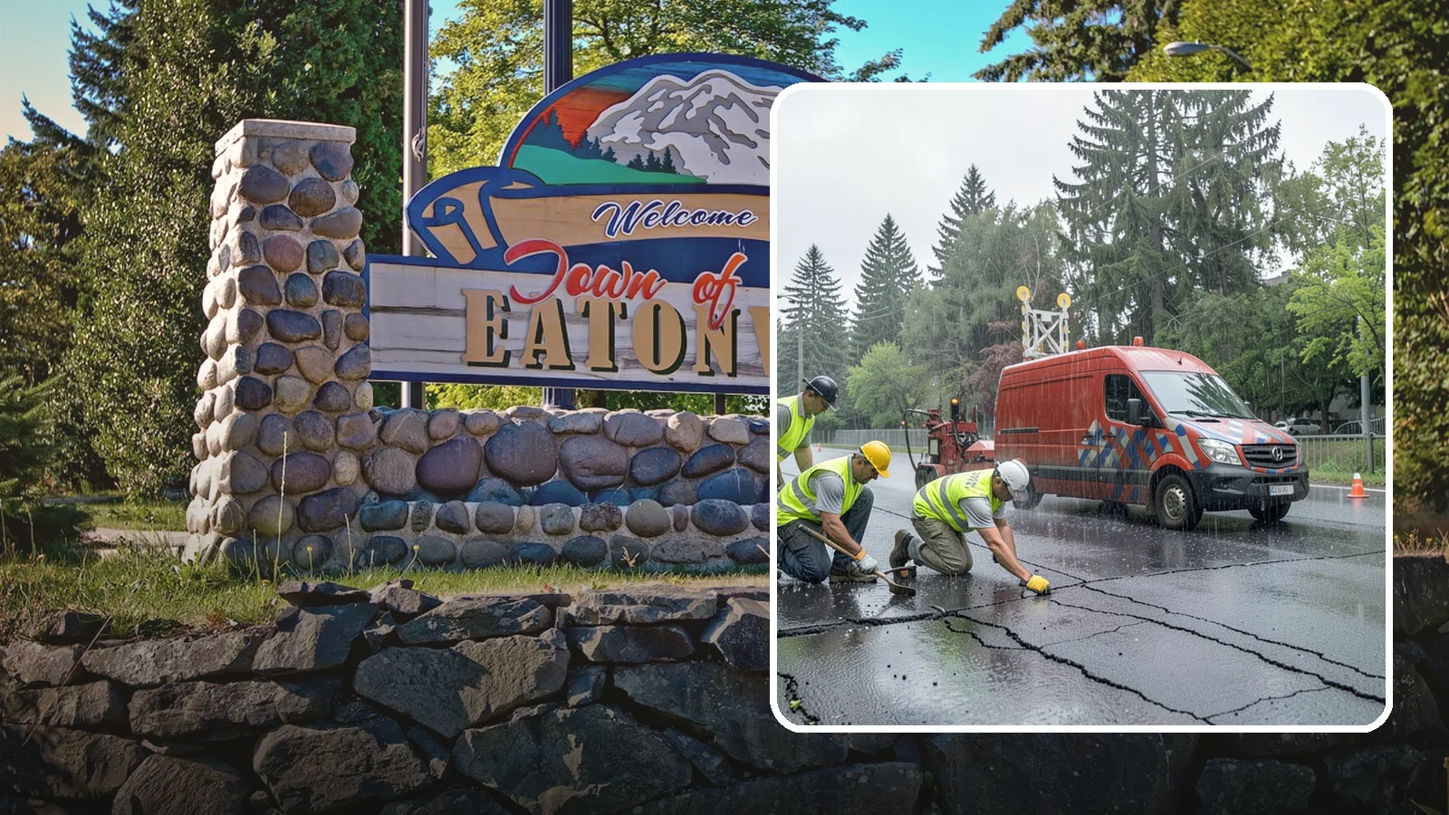 Crack Sealing in Eatonville, Pierce County, WA - Timely crack sealing blocks water intrusion and extends the service life of public asphalt.