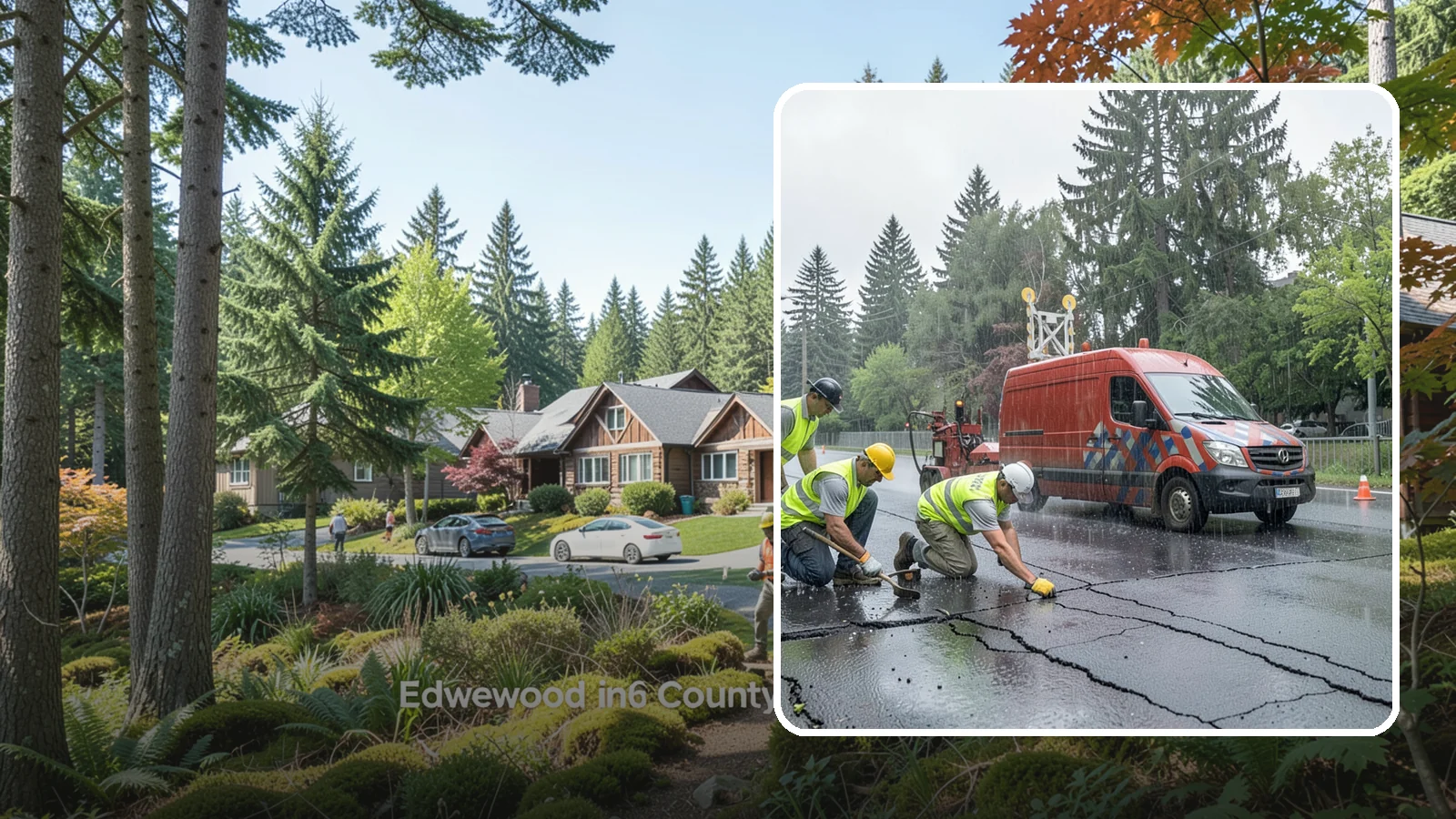 Crack Sealing in Edgewood, Pierce County, WA - Timely crack sealing blocks water intrusion and extends the service life of public asphalt.