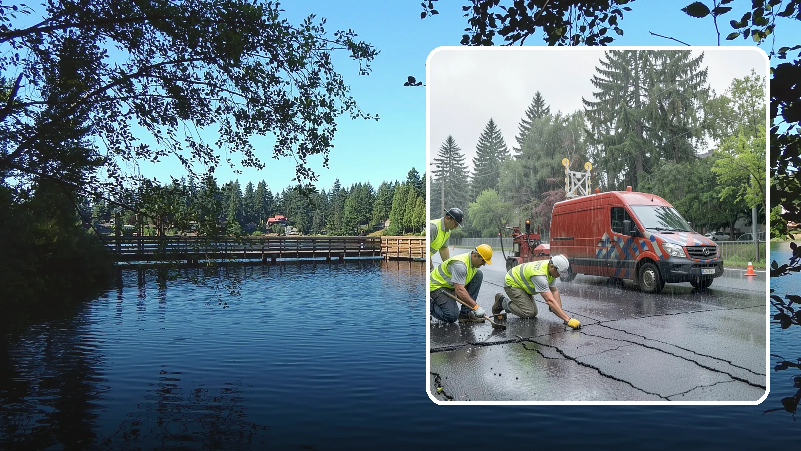 Crack Sealing in Federal Way, King County, WA - Timely crack sealing blocks water intrusion and extends the service life of public asphalt.