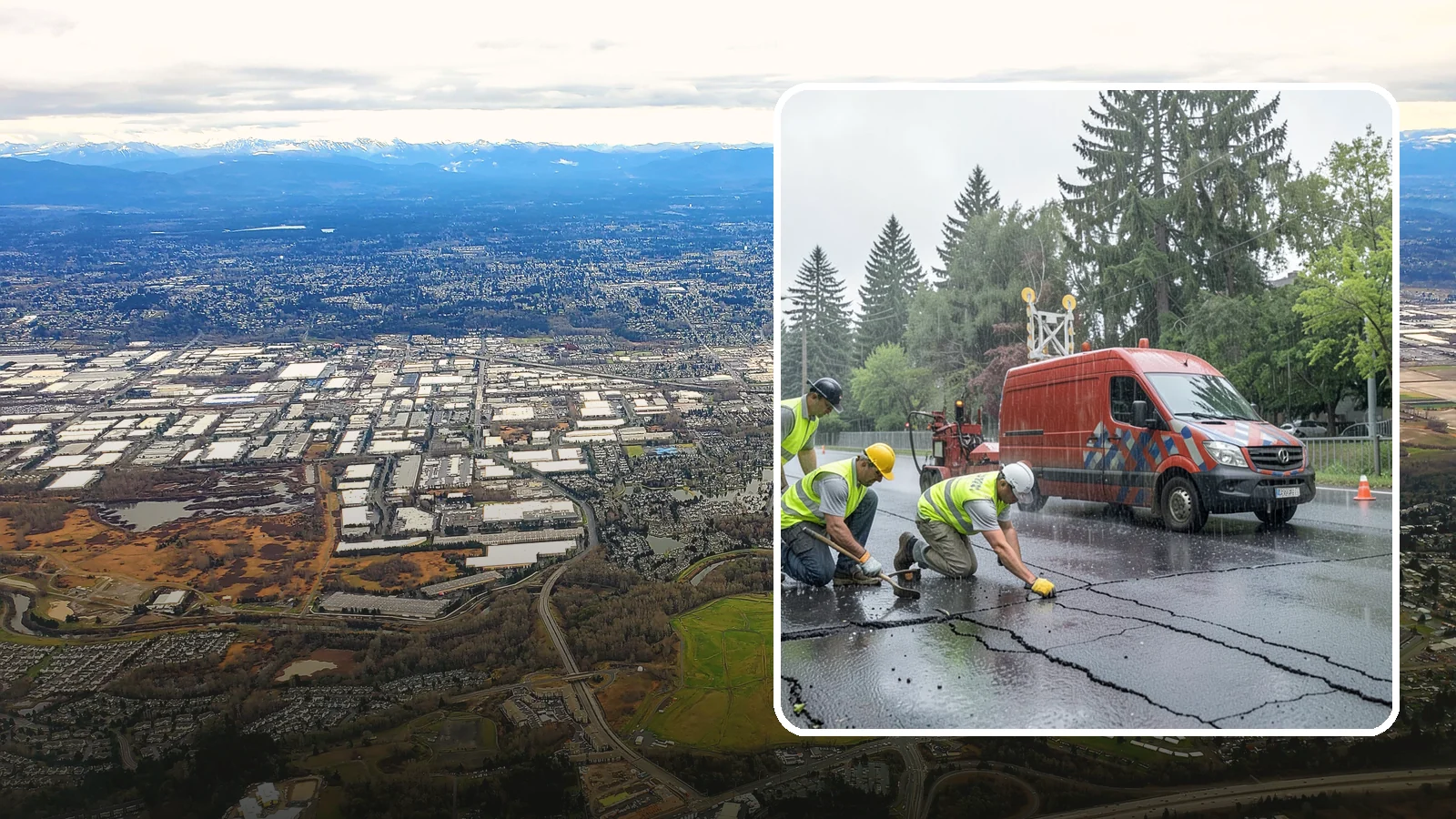 Crack Sealing in Kent, King County, WA - Timely crack sealing blocks water intrusion and extends the service life of public asphalt.