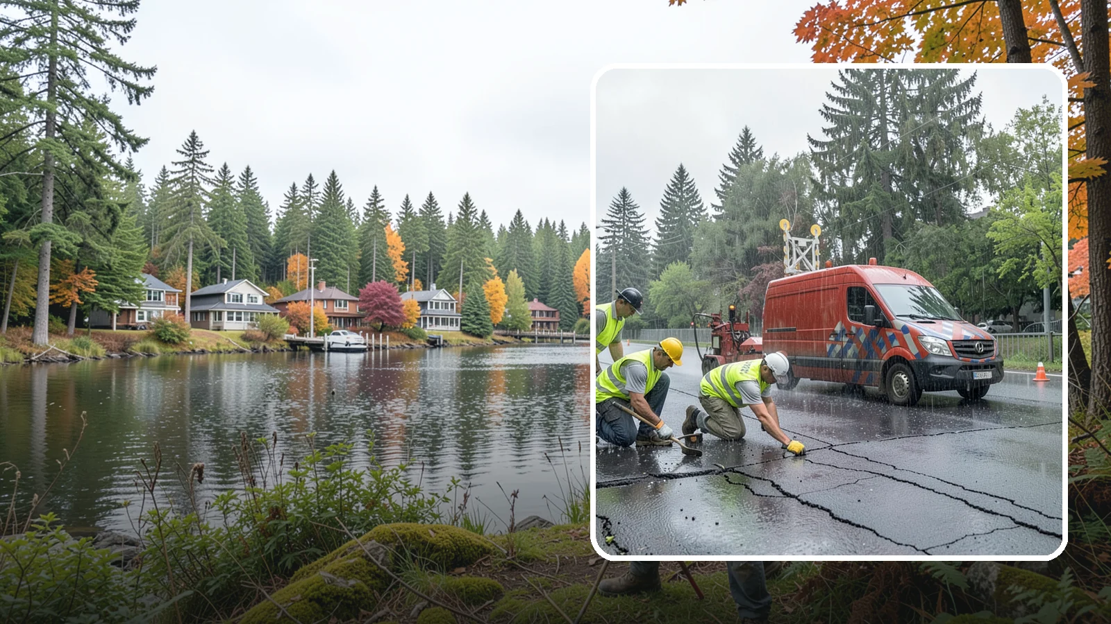 Crack Sealing in La Conner, Skagit County, WA - Timely crack sealing blocks water intrusion and extends the service life of public asphalt.