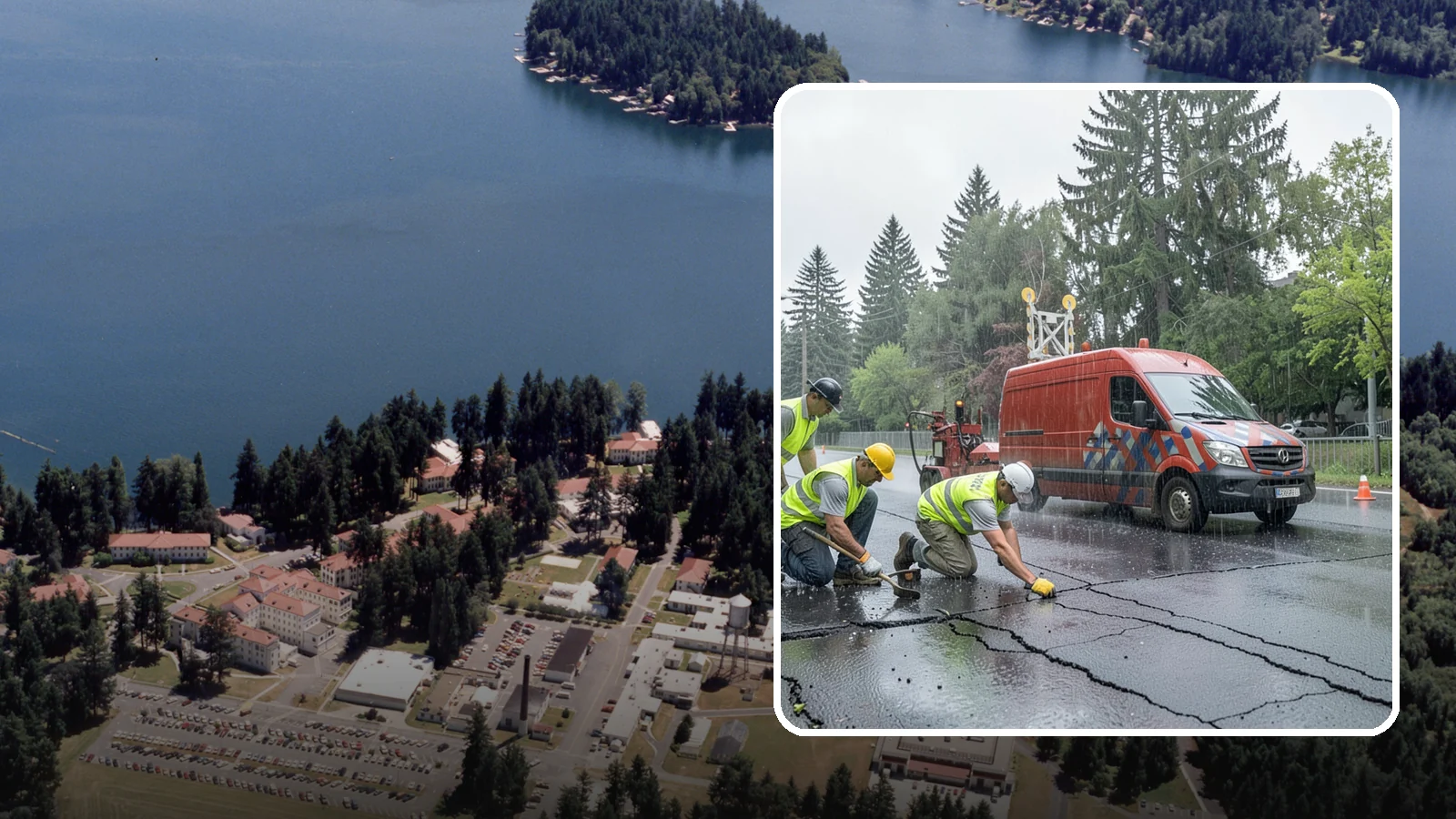 Crack Sealing in Lakewood, Pierce County, WA - Timely crack sealing blocks water intrusion and extends the service life of public asphalt.