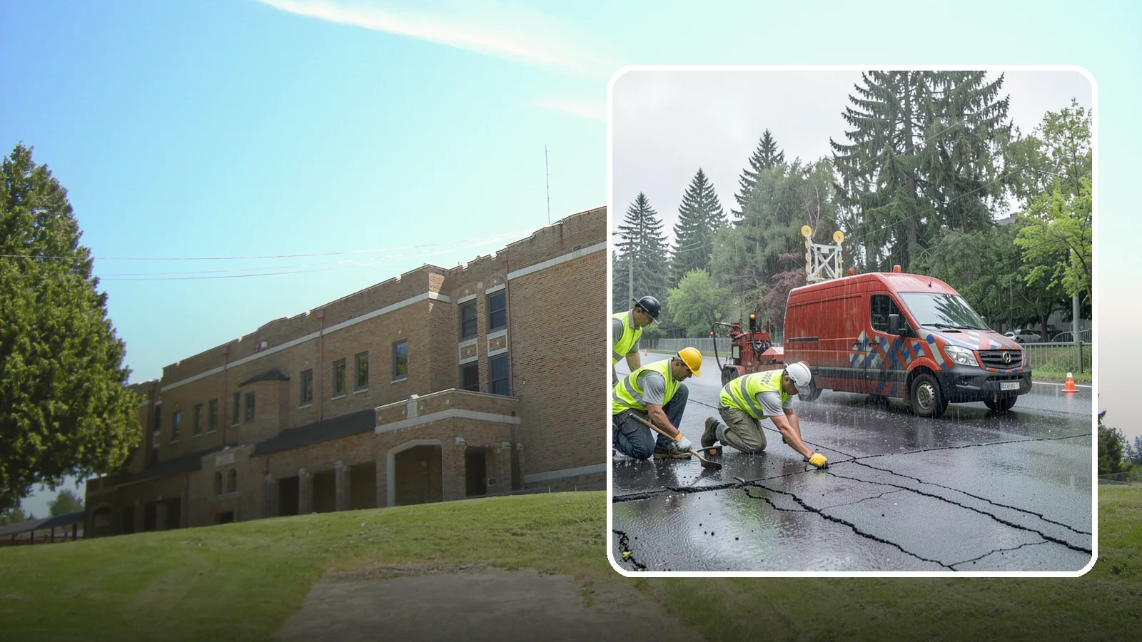 Crack Sealing in Maple Valley, King County, WA - Timely crack sealing blocks water intrusion and extends the service life of public asphalt.