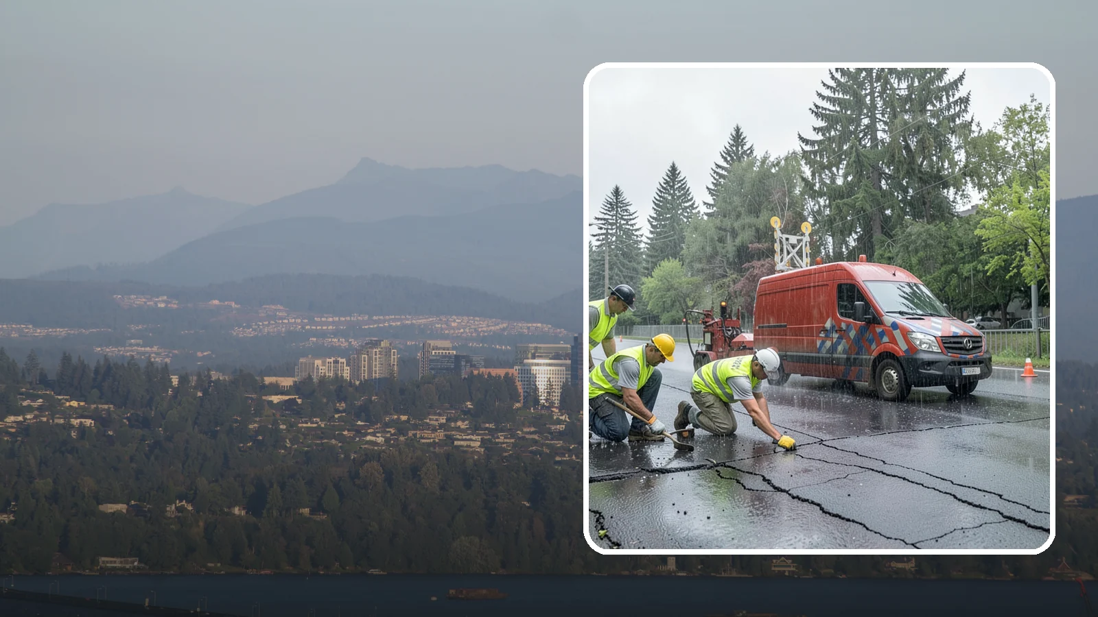 Crack Sealing in Medina, King County, WA - Timely crack sealing blocks water intrusion and extends the service life of public asphalt.