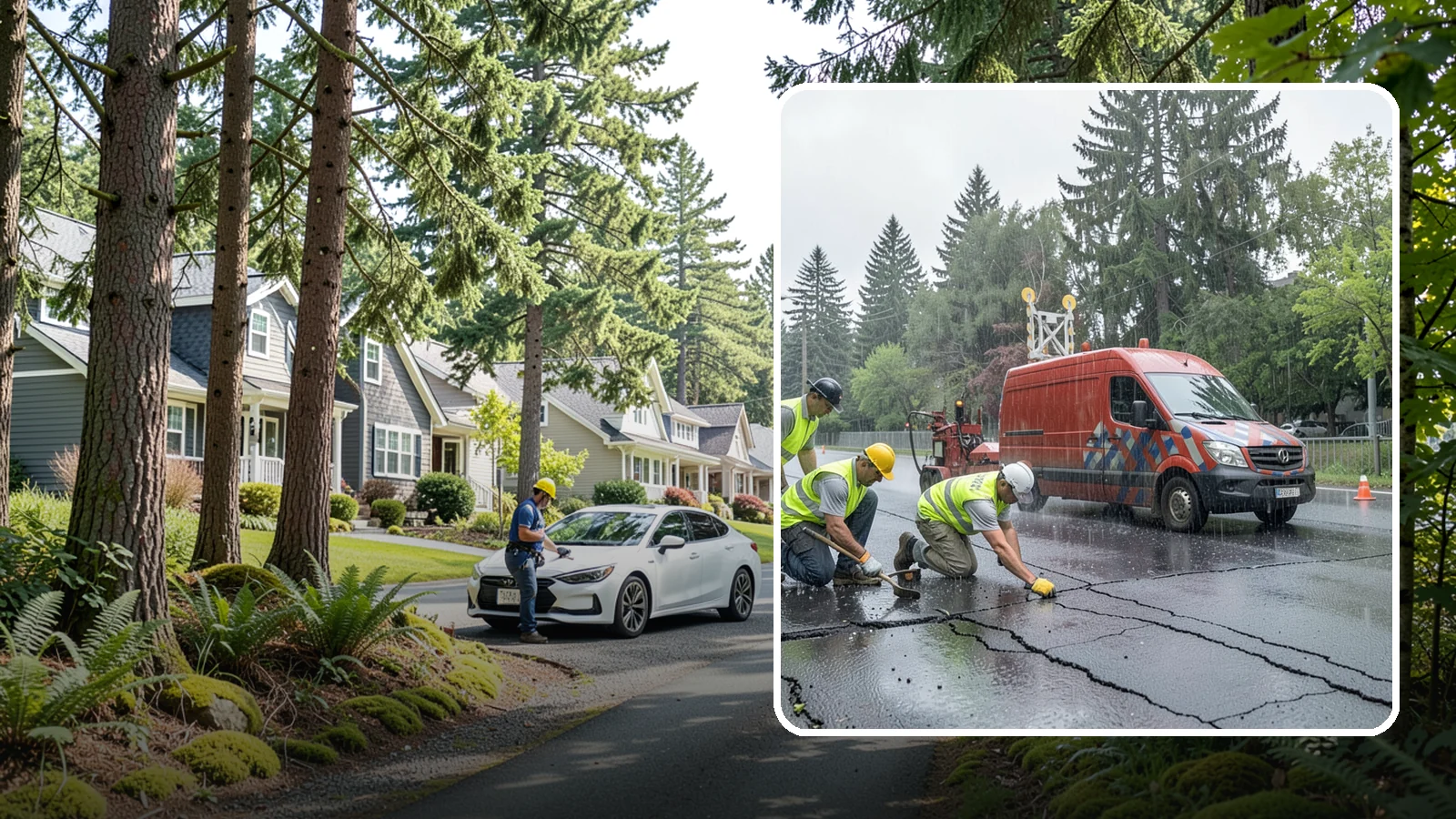 Crack Sealing in Normandy Park, King County, WA - Timely crack sealing blocks water intrusion and extends the service life of public asphalt.