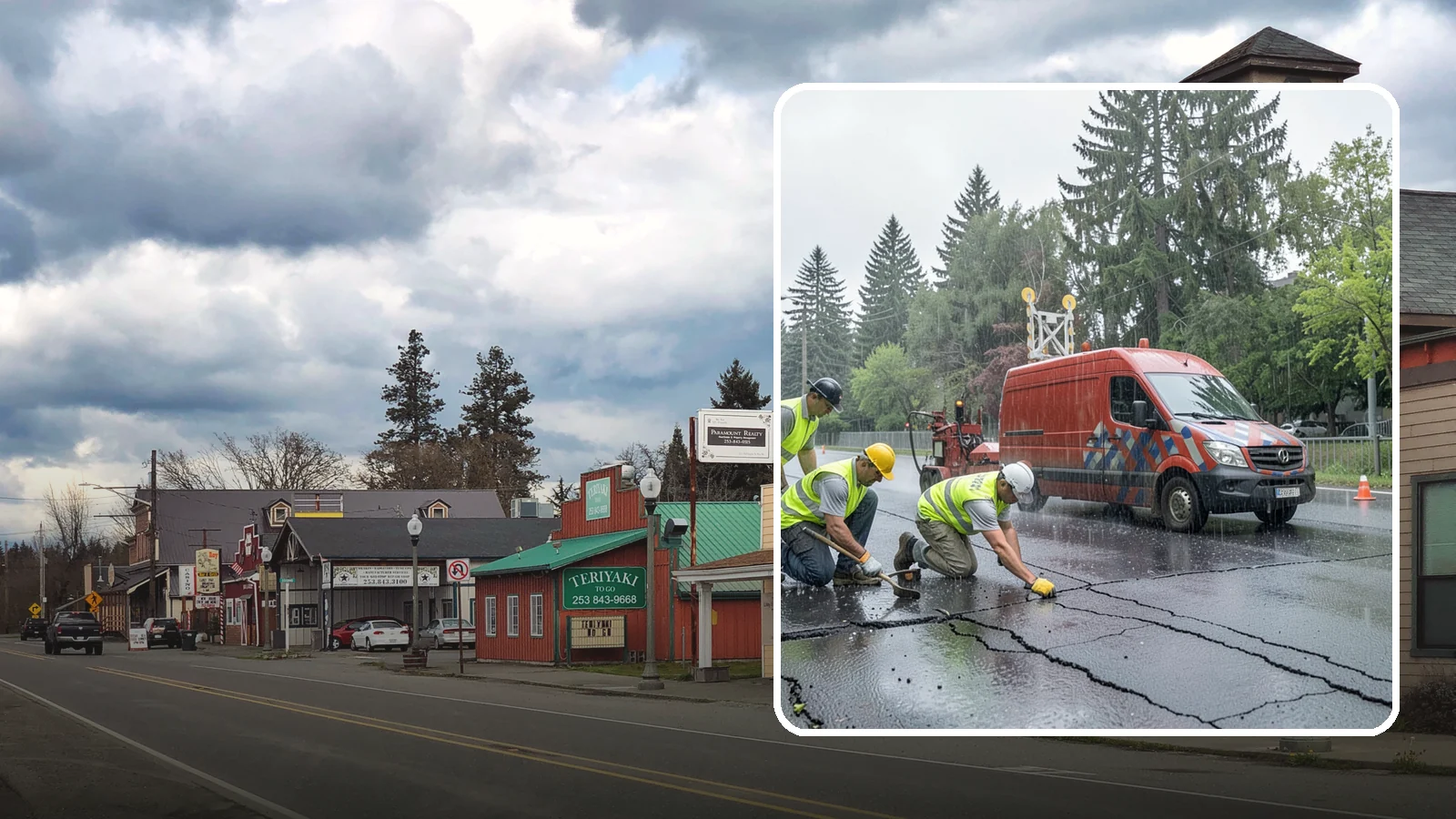 Crack Sealing in Roy, Pierce County, WA - Timely crack sealing blocks water intrusion and extends the service life of public asphalt.