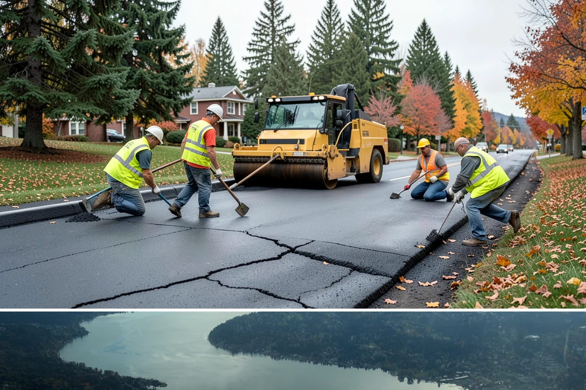 Crack Sealing in Sammamish, King County, WA - Dry summer and early-fall conditions are essential so cracks are clean and dry enough for the sealant to bond.