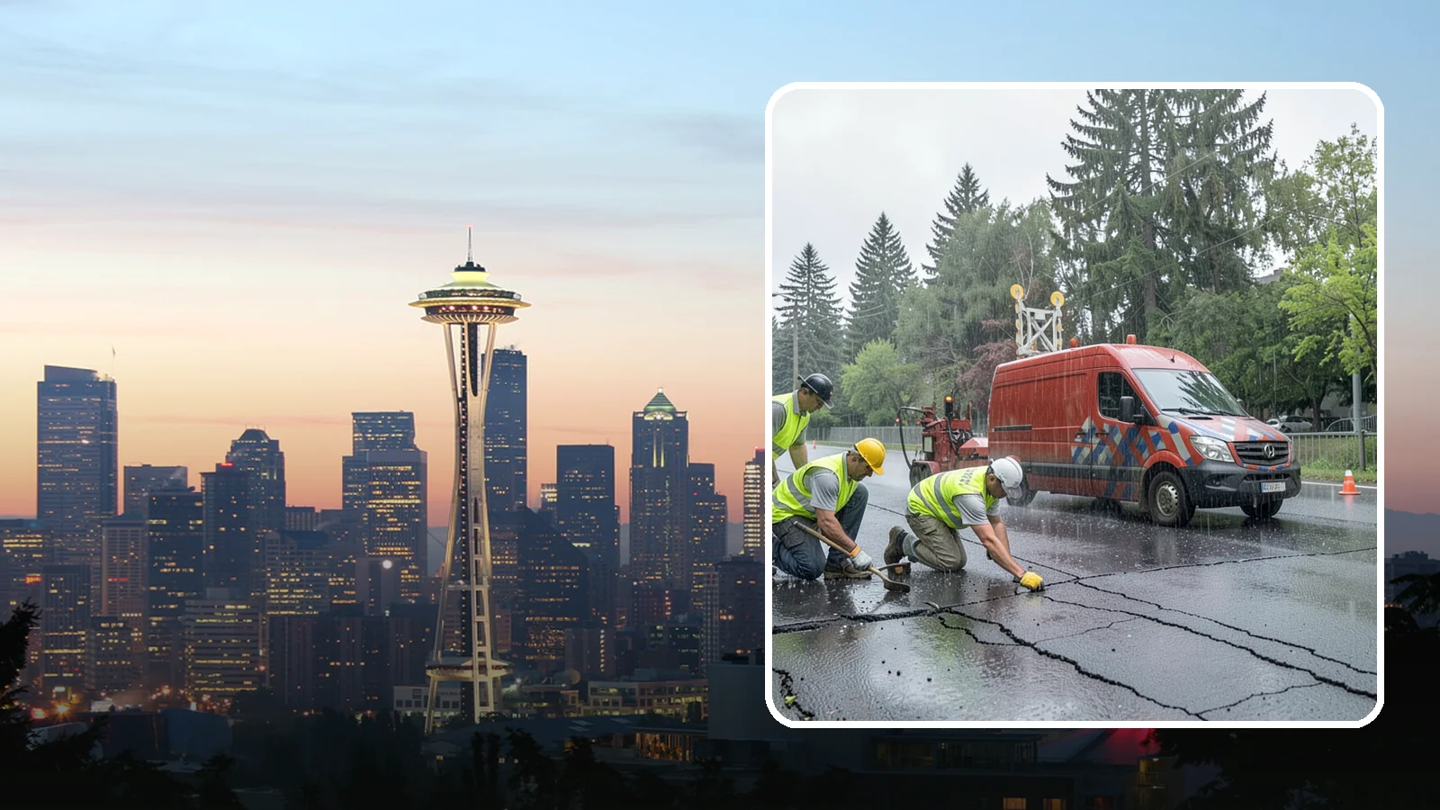 Crack Sealing in Seattle, King County, WA - Timely crack sealing blocks water intrusion and extends the service life of public asphalt.