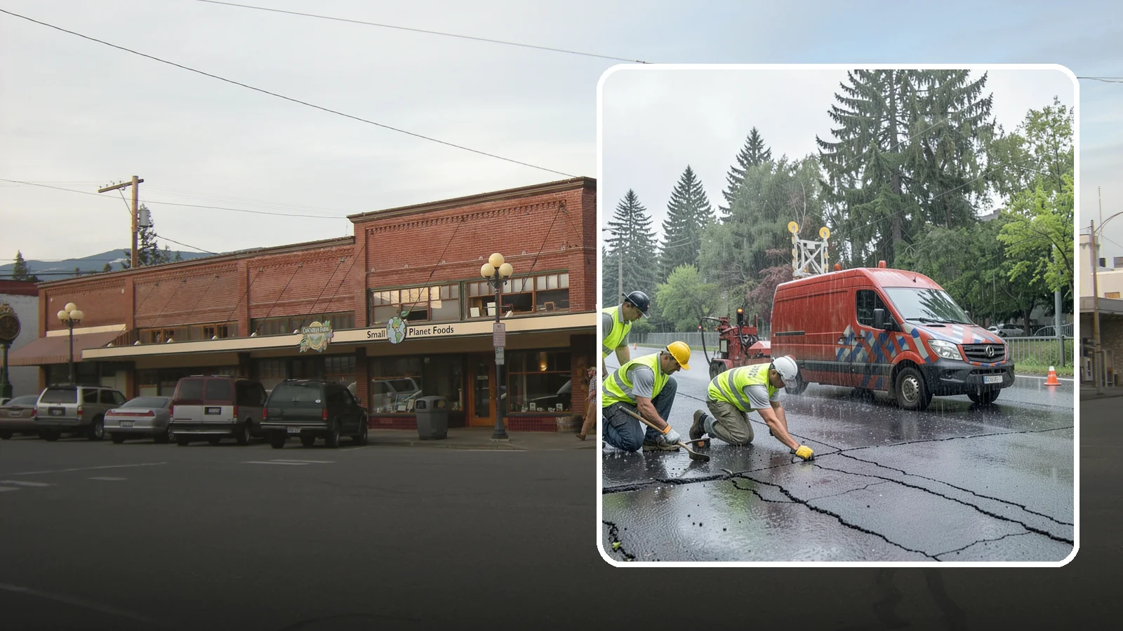 Crack Sealing in Sedro-Woolley, Skagit County, WA - Timely crack sealing blocks water intrusion and extends the service life of public asphalt.