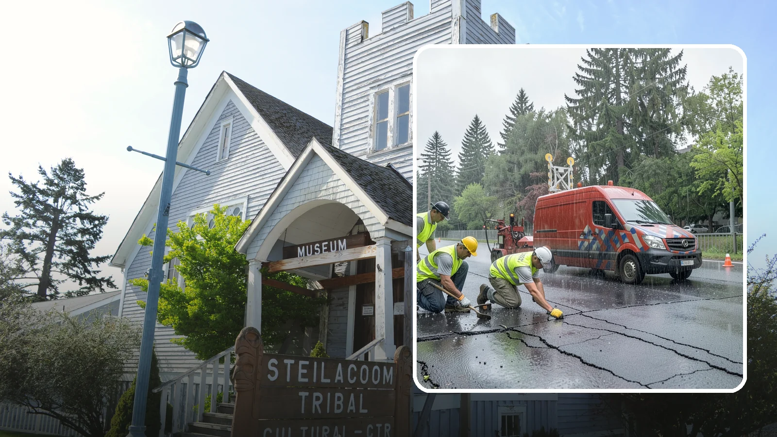 Crack Sealing in Steilacoom, Pierce County, WA - Timely crack sealing blocks water intrusion and extends the service life of public asphalt.