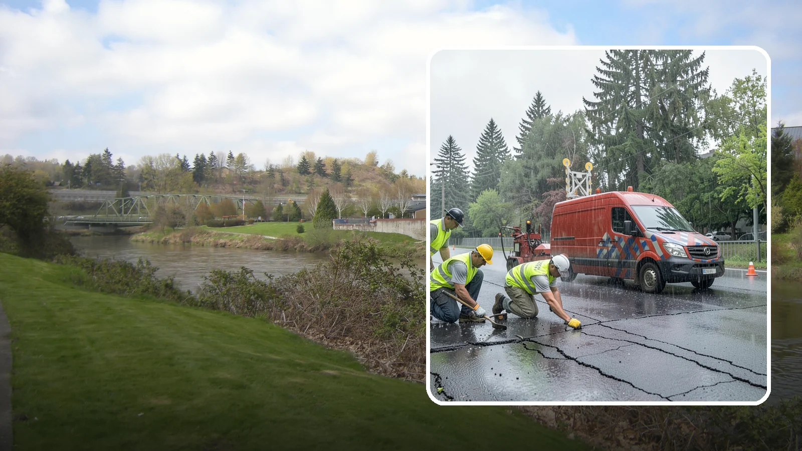 Crack Sealing in Tukwila, King County, WA - Timely crack sealing blocks water intrusion and extends the service life of public asphalt.