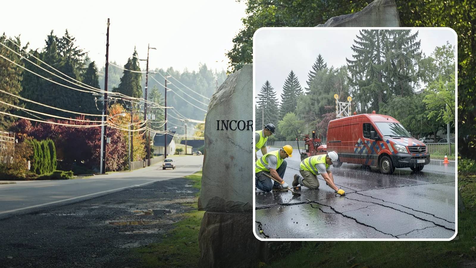 Crack Sealing in Wilkeson, Pierce County, WA - Timely crack sealing blocks water intrusion and extends the service life of public asphalt.