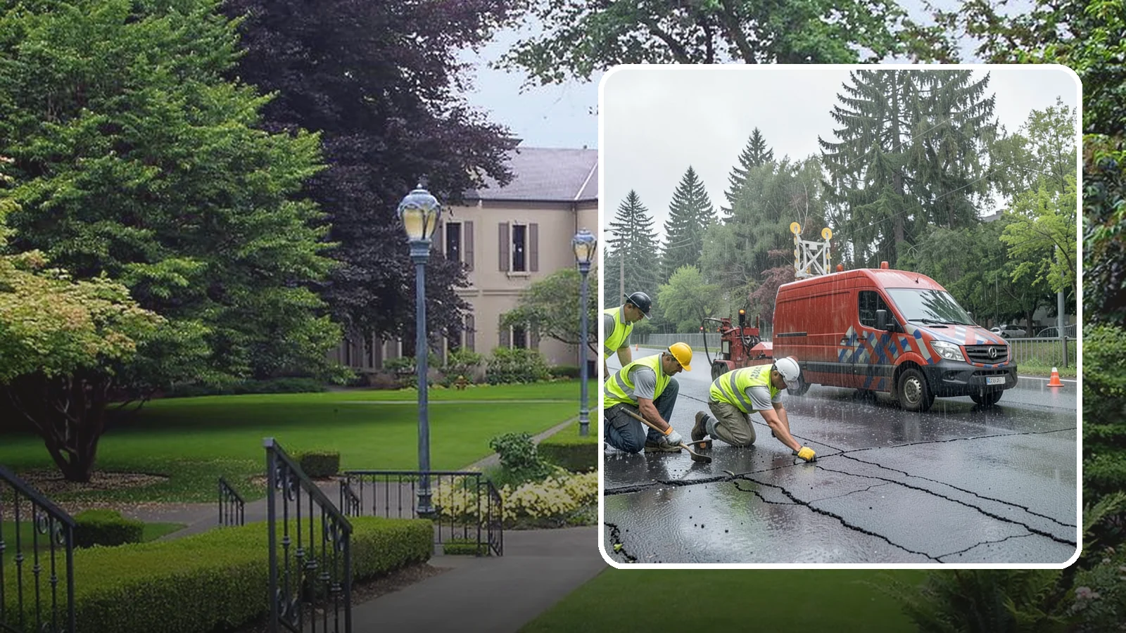 Crack Sealing in Woodinville, King County, WA - Timely crack sealing blocks water intrusion and extends the service life of public asphalt.