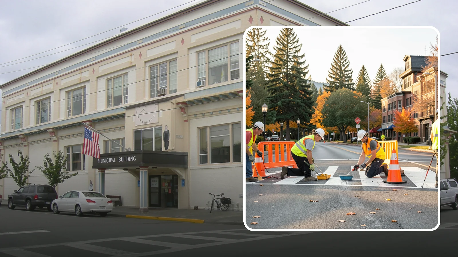Crosswalk Painting in Anacortes, Skagit County, WA - High-visibility crosswalk markings improve pedestrian safety at public intersections and school zones.