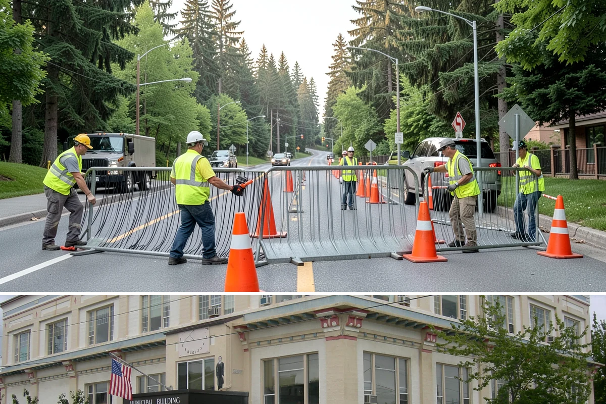 Crosswalk Painting in Anacortes, Skagit County, WA - Crews prioritize crosswalk work in late summer ahead of the back-to-school surge in pedestrian activity.
