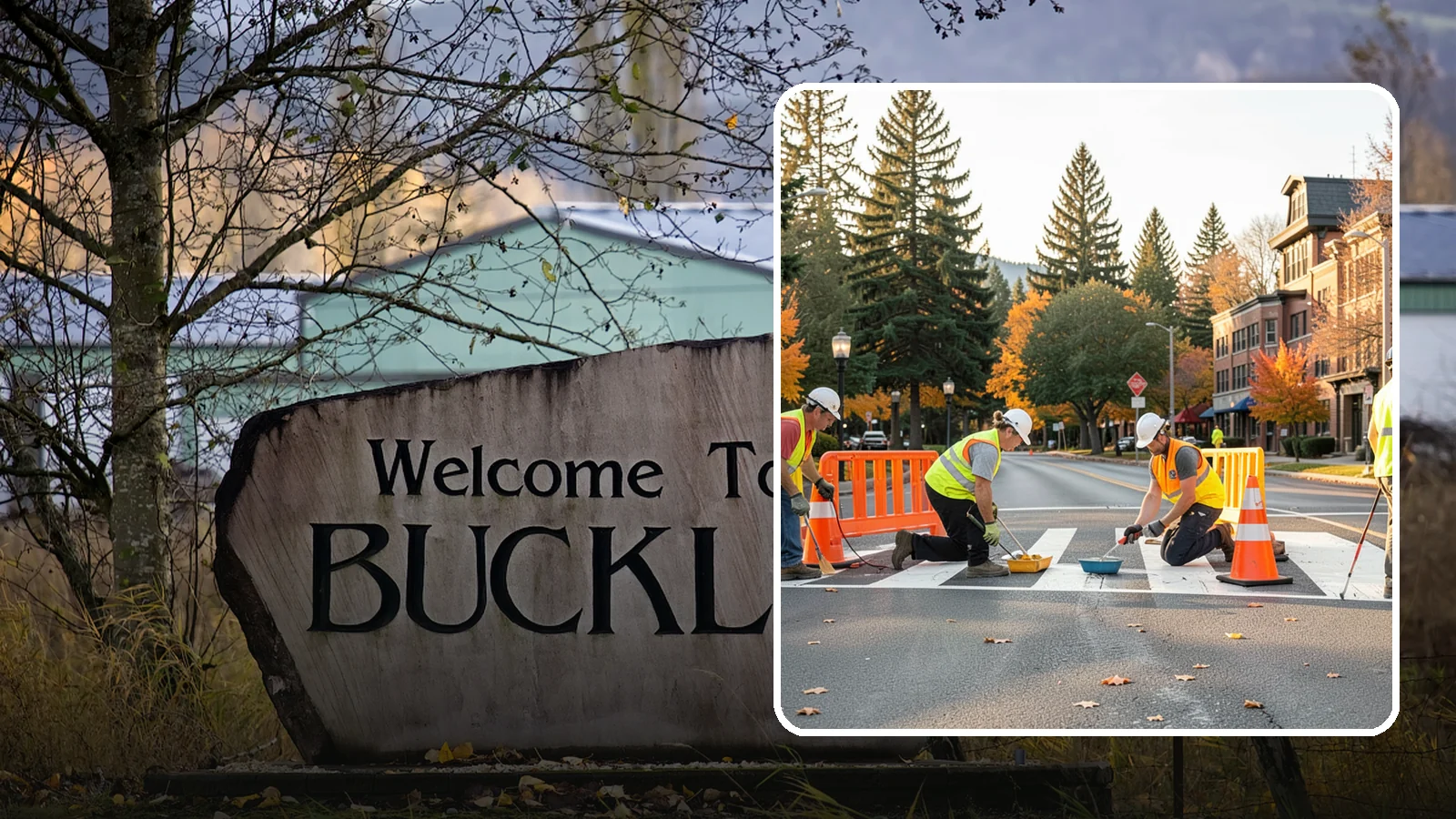 Crosswalk Painting in Buckley, Pierce County, WA - High-visibility crosswalk markings improve pedestrian safety at public intersections and school zones.