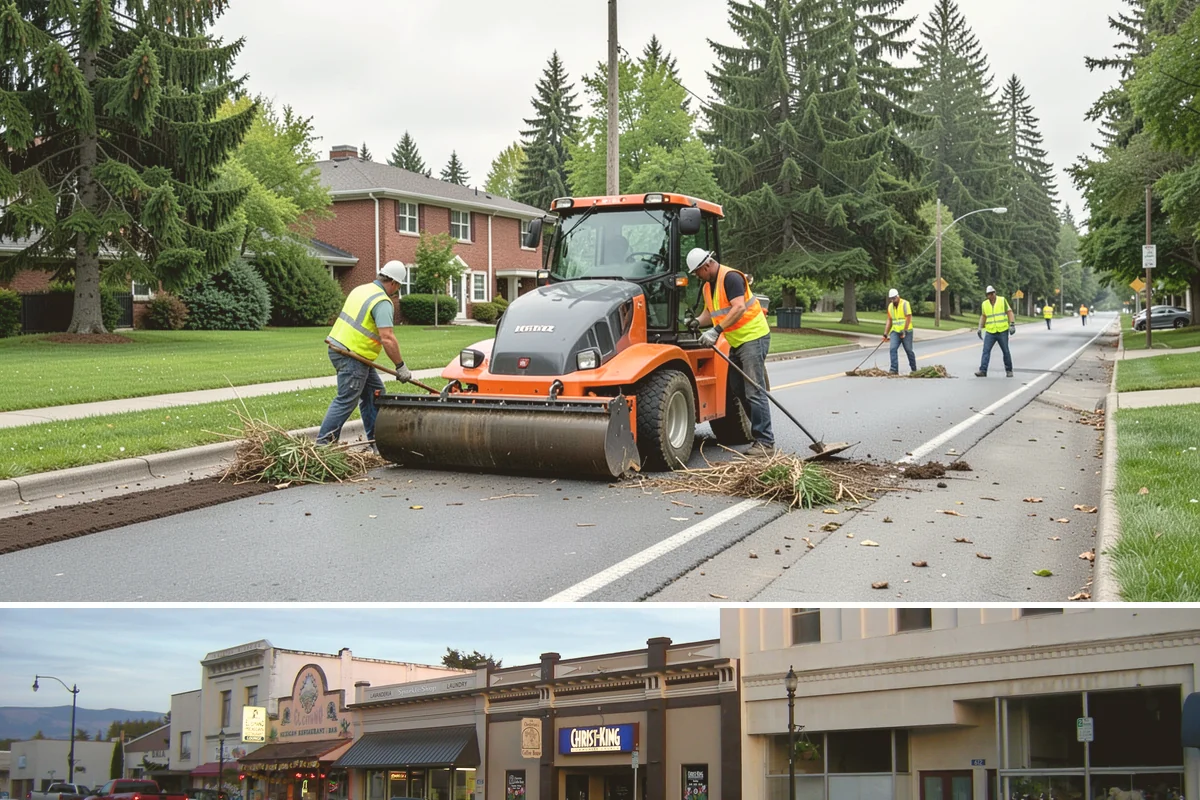 Crosswalk Painting in Burlington, Skagit County, WA - Crews prioritize crosswalk work in late summer ahead of the back-to-school surge in pedestrian activity.