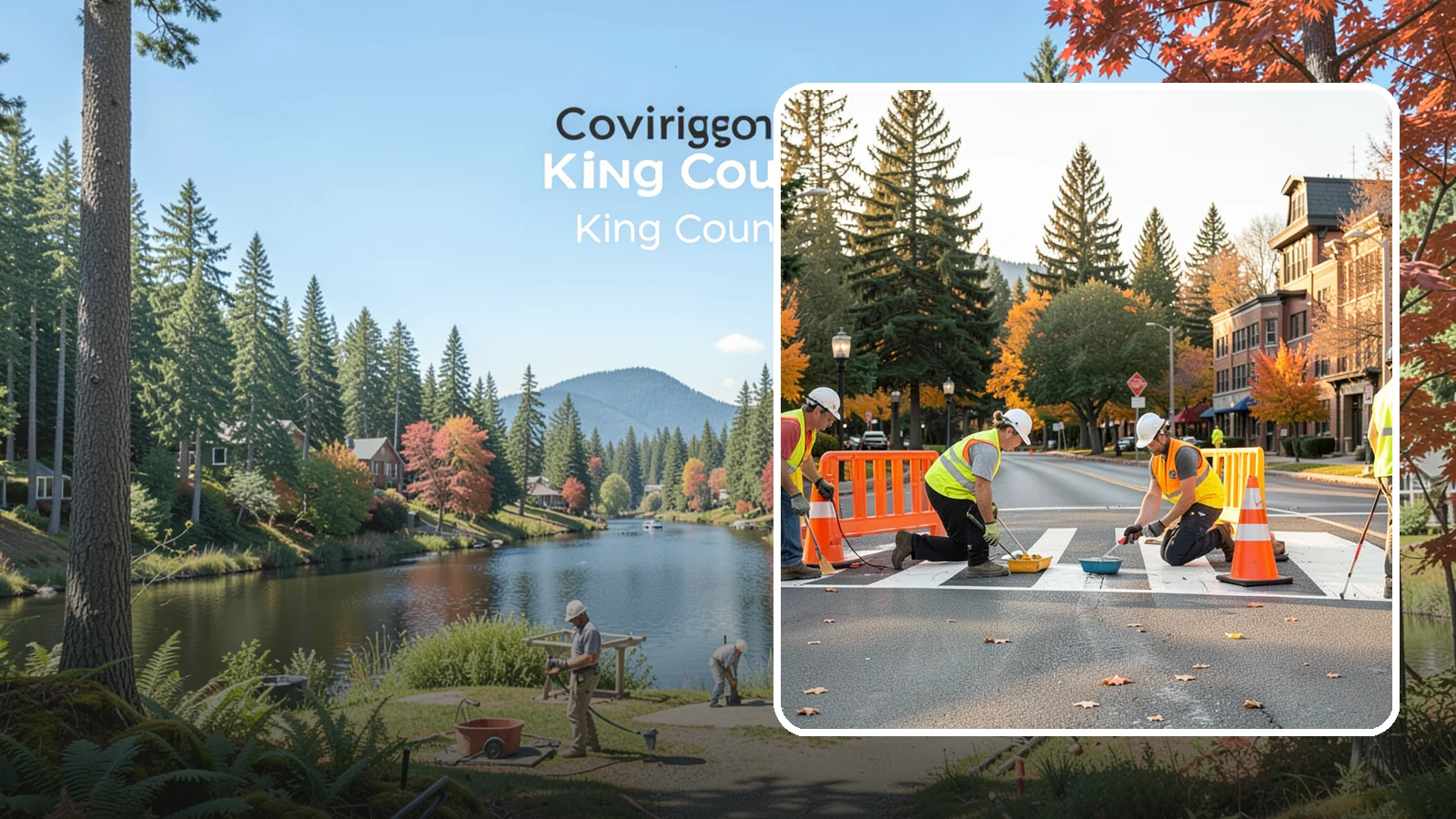 Crosswalk Painting in Covington, King County, WA - High-visibility crosswalk markings improve pedestrian safety at public intersections and school zones.