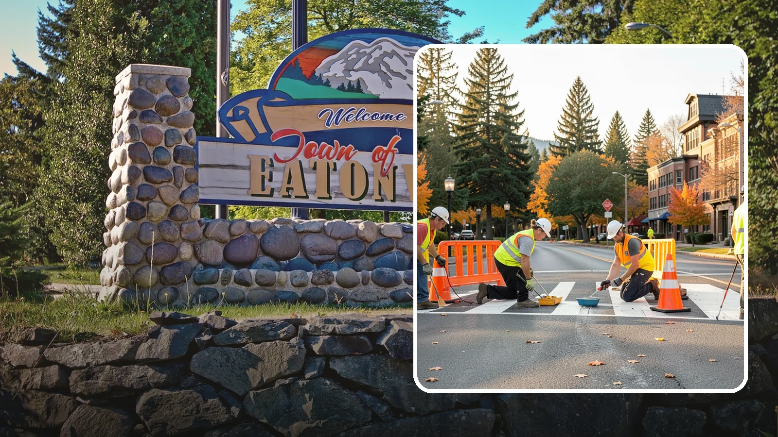 Crosswalk Painting in Eatonville, Pierce County, WA - High-visibility crosswalk markings improve pedestrian safety at public intersections and school zones.