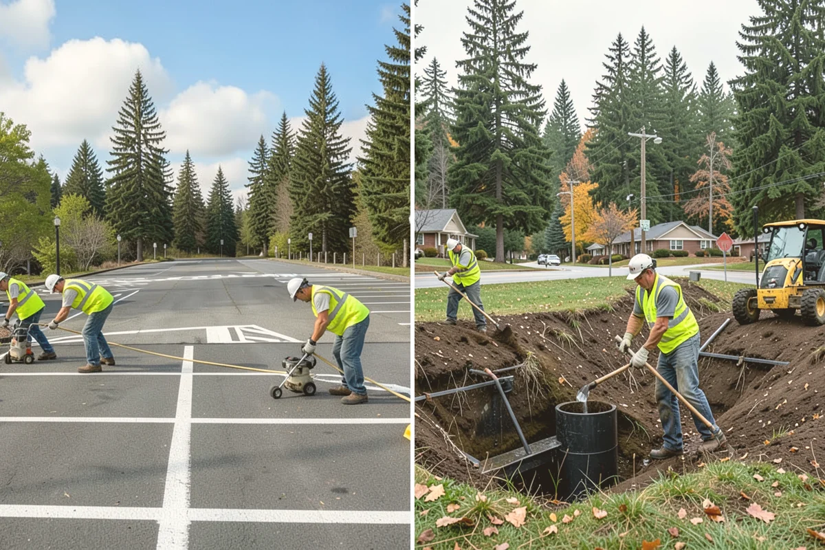 Crosswalk Painting in Eatonville, Pierce County, WA - Confirm crossing location, pattern, and material