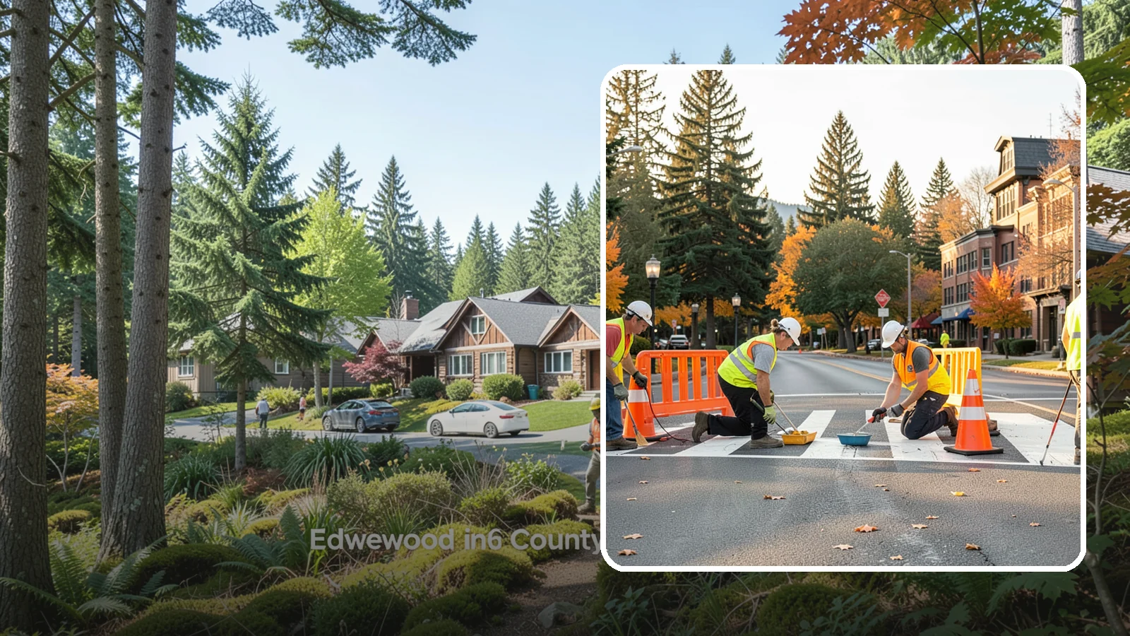 Crosswalk Painting in Edgewood, Pierce County, WA - High-visibility crosswalk markings improve pedestrian safety at public intersections and school zones.