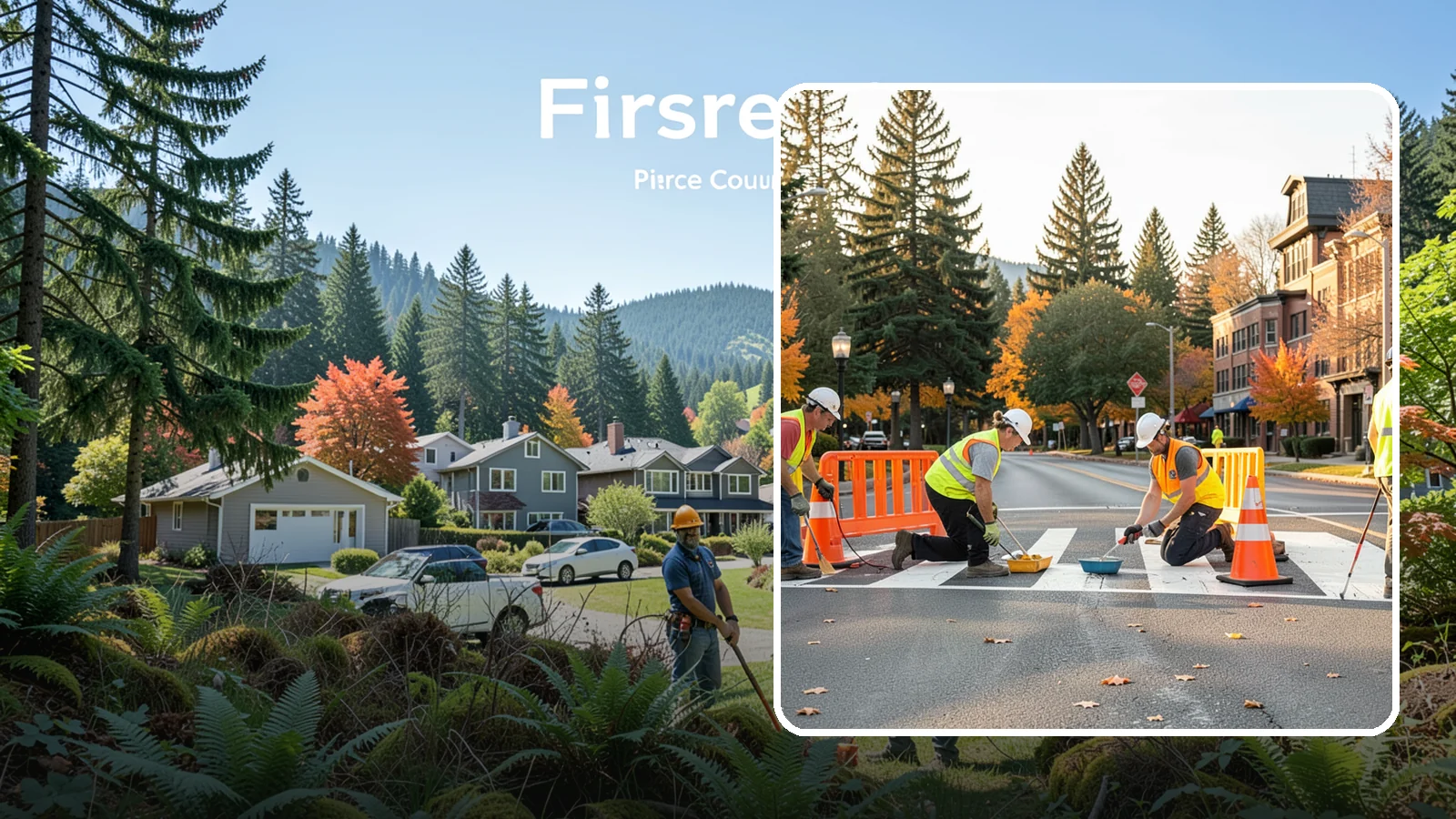 Crosswalk Painting in Fircrest, Pierce County, WA - High-visibility crosswalk markings improve pedestrian safety at public intersections and school zones.