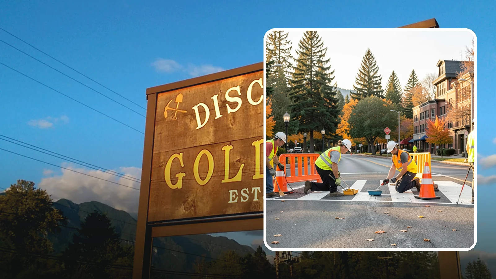 Crosswalk Painting in Gold Bar, Snohomish County, WA - High-visibility crosswalk markings improve pedestrian safety at public intersections and school zones.