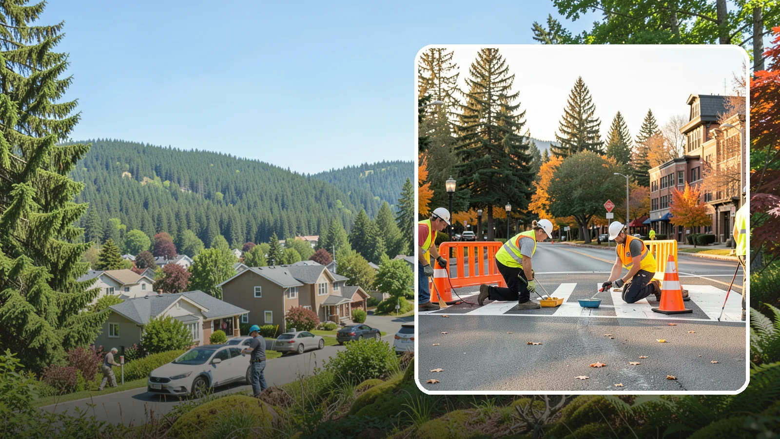 Crosswalk Painting in Index, Snohomish County, WA - High-visibility crosswalk markings improve pedestrian safety at public intersections and school zones.
