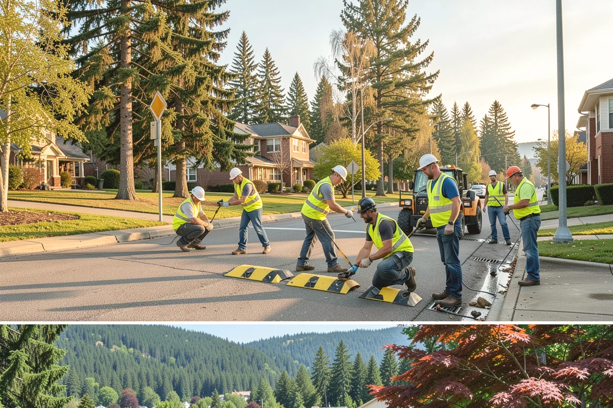 Crosswalk Painting in Index, Snohomish County, WA - Crews prioritize crosswalk work in late summer ahead of the back-to-school surge in pedestrian activity.