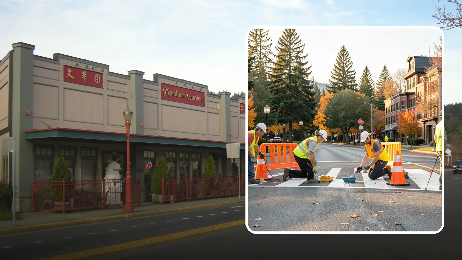 Crosswalk Painting in Issaquah, King County, WA - High-visibility crosswalk markings improve pedestrian safety at public intersections and school zones.