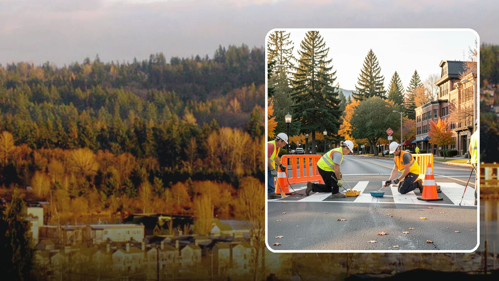 Crosswalk Painting in Kenmore, King County, WA - High-visibility crosswalk markings improve pedestrian safety at public intersections and school zones.