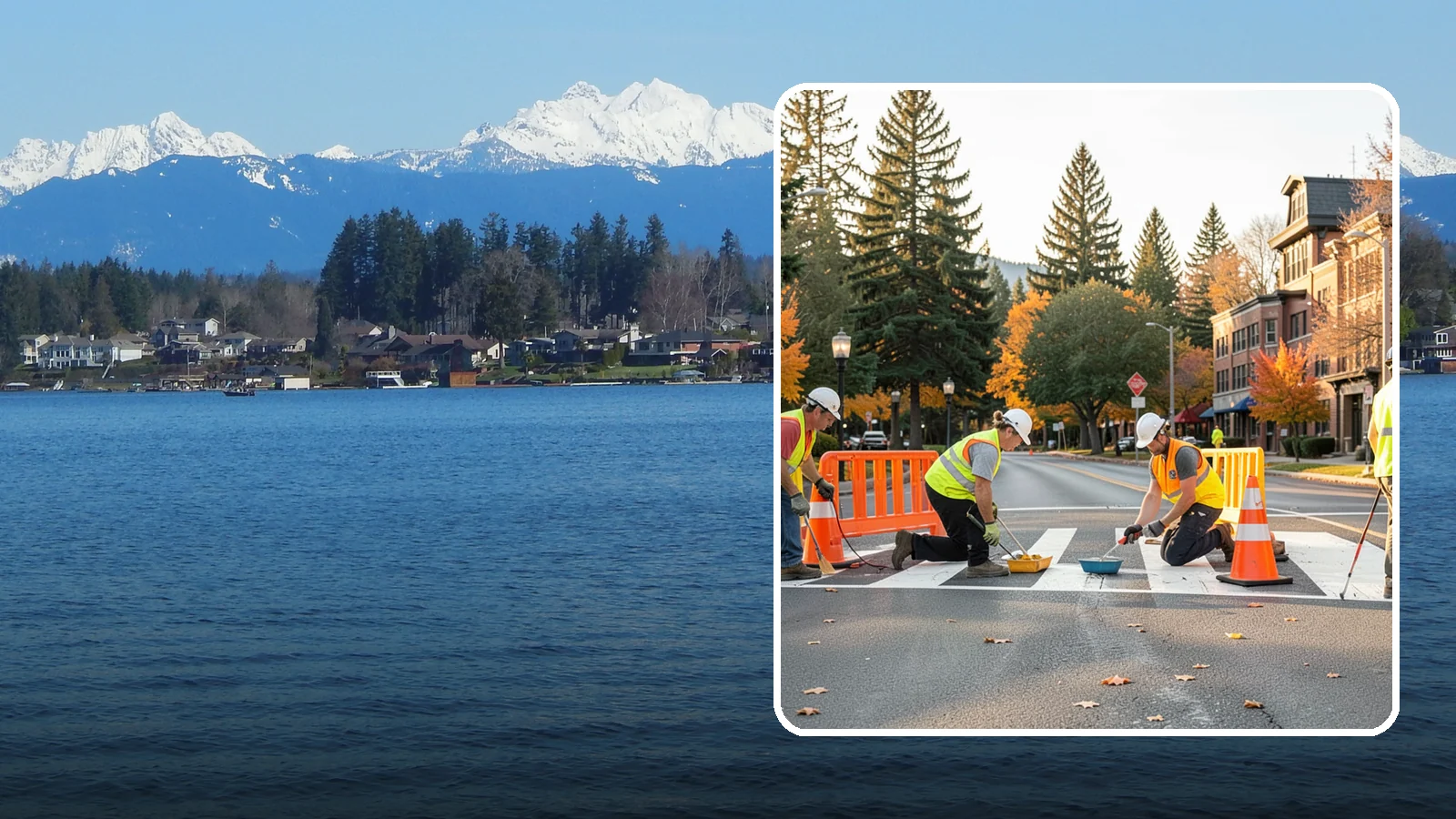 Crosswalk Painting in Lake Stevens, Snohomish County, WA - High-visibility crosswalk markings improve pedestrian safety at public intersections and school zones.