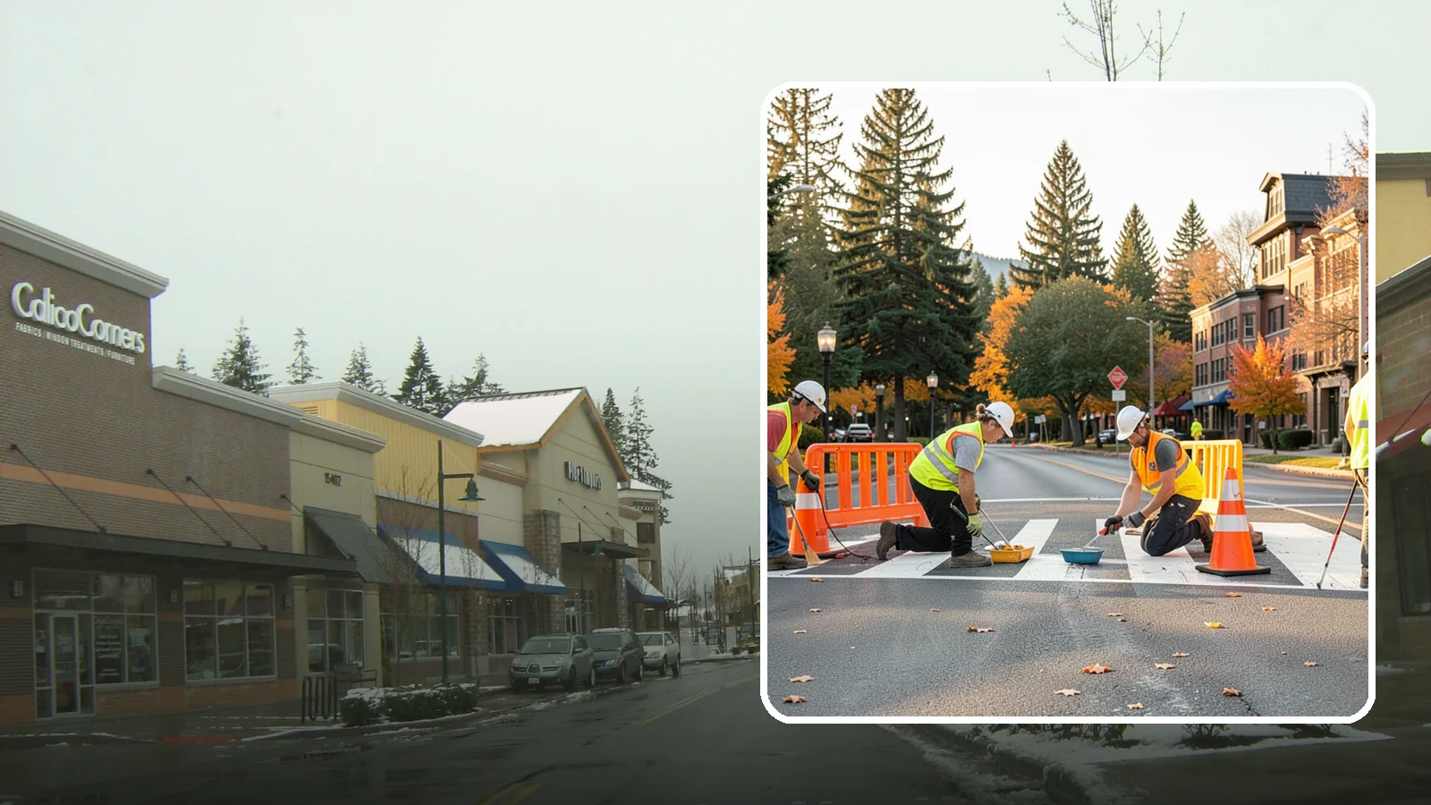 Crosswalk Painting in Mill Creek, Snohomish County, WA - High-visibility crosswalk markings improve pedestrian safety at public intersections and school zones.