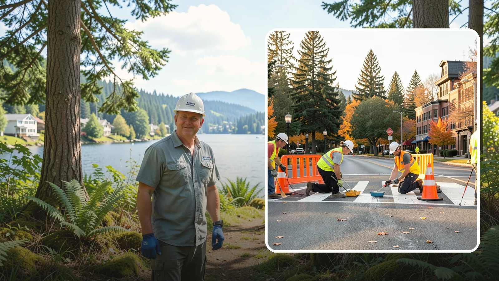 Crosswalk Painting in Milton, King County, WA - High-visibility crosswalk markings improve pedestrian safety at public intersections and school zones.